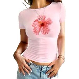 Y2K Hibiscus Baby Tee